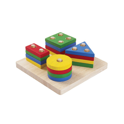 Wooden Geometric Sorting Board