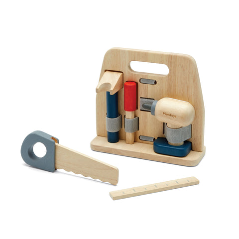 Kiddo Joy Handy Carpenter Set by PlanToys, an eco-friendly toy designed to enhance fine motor skills, creativity, and problem-solving with realistic carpenter tools for imaginative building fun.