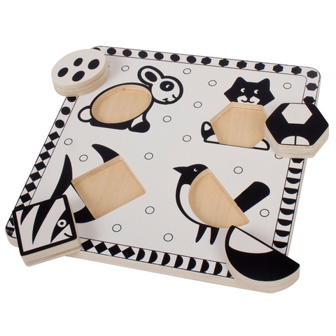 Kiddo Joy Pets Black and White Puzzle by Bigjigs Toys – Eco-friendly Puzzle for Cognitive Development and Problem-Solving | Kiddo Joy