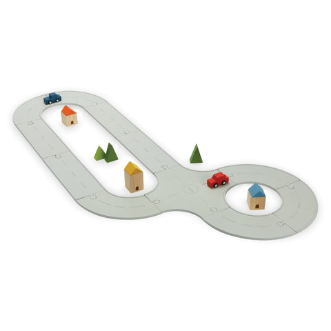 Kiddo Joy Road & Rail Rubber by PlanToys, an eco-friendly toy designed to enhance creative play, coordination, and problem-solving with flexible, durable road and rail tracks for endless building fun.